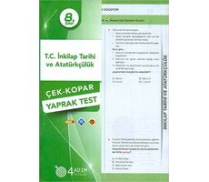 8. Sınıf T.C. İnkılap Tarihi ve Atatürkçülük Çek-Kopar Yaprak Test - Kolektif - 4 Adım Yayınları